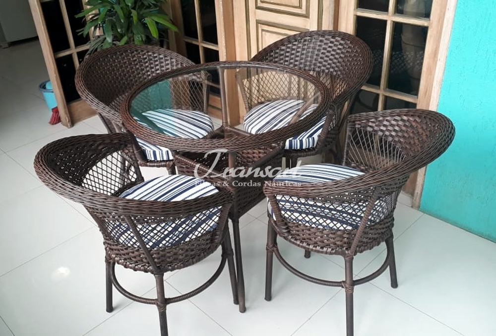 Conjunto De Mesa 3 Cadeira Hotel Varanda Fibra Sintética