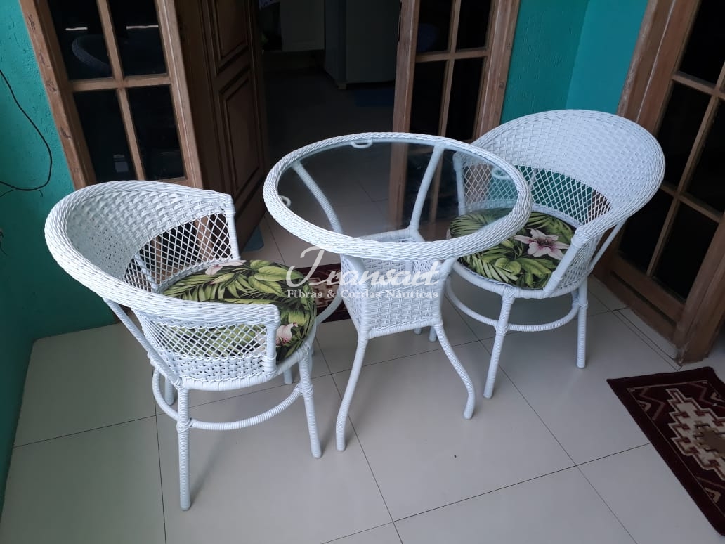 Conjunto De Mesa 3 Cadeira Hotel Varanda Fibra Sintética